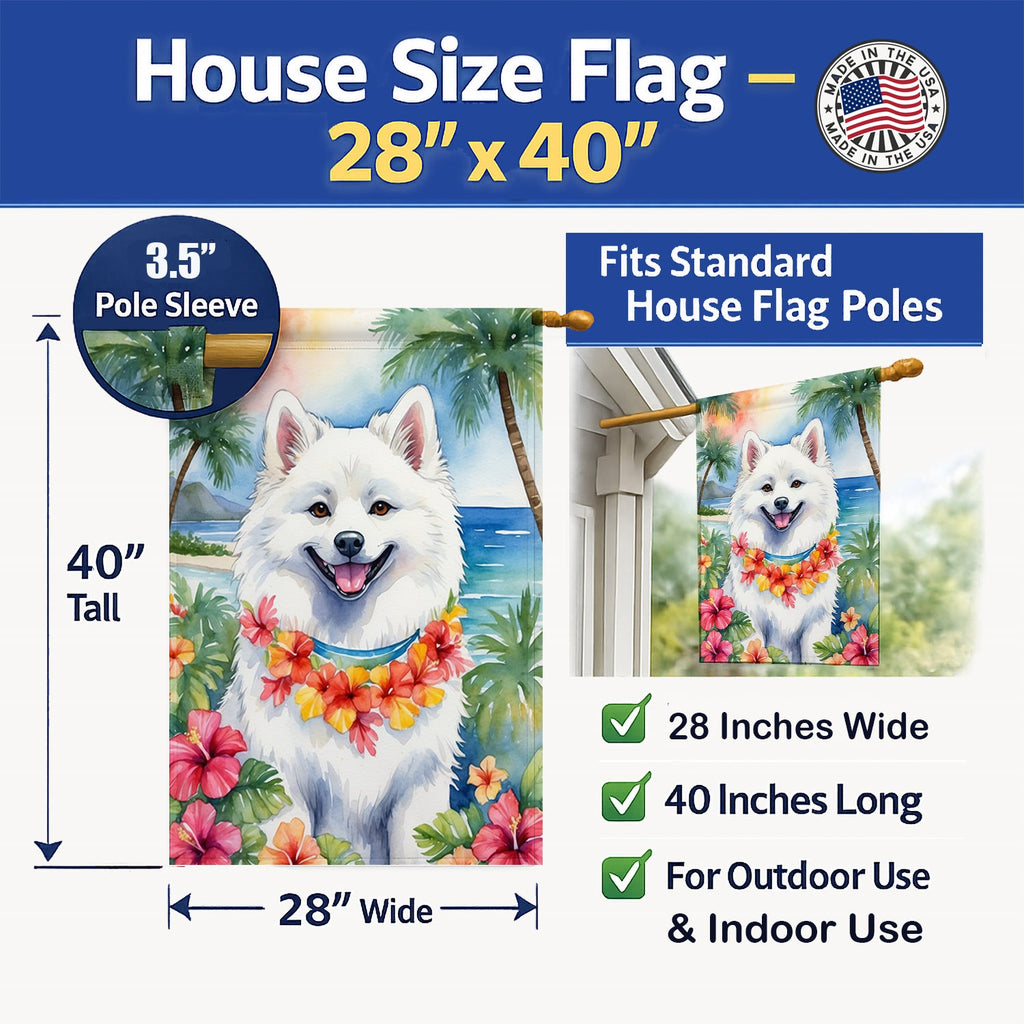 American Eskimo Luau House Flag 28x40 Porch Sleeve Pole Decorative Outside Yard Banner Artwork Wall Hanging, Polyester