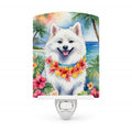 American Eskimo Luau Ceramic Night Light Compact, UL-Certified, Ideal for Bedroom, Bathroom, Nursery, Hallway, Kitchen, 6x4x3, Multicolor