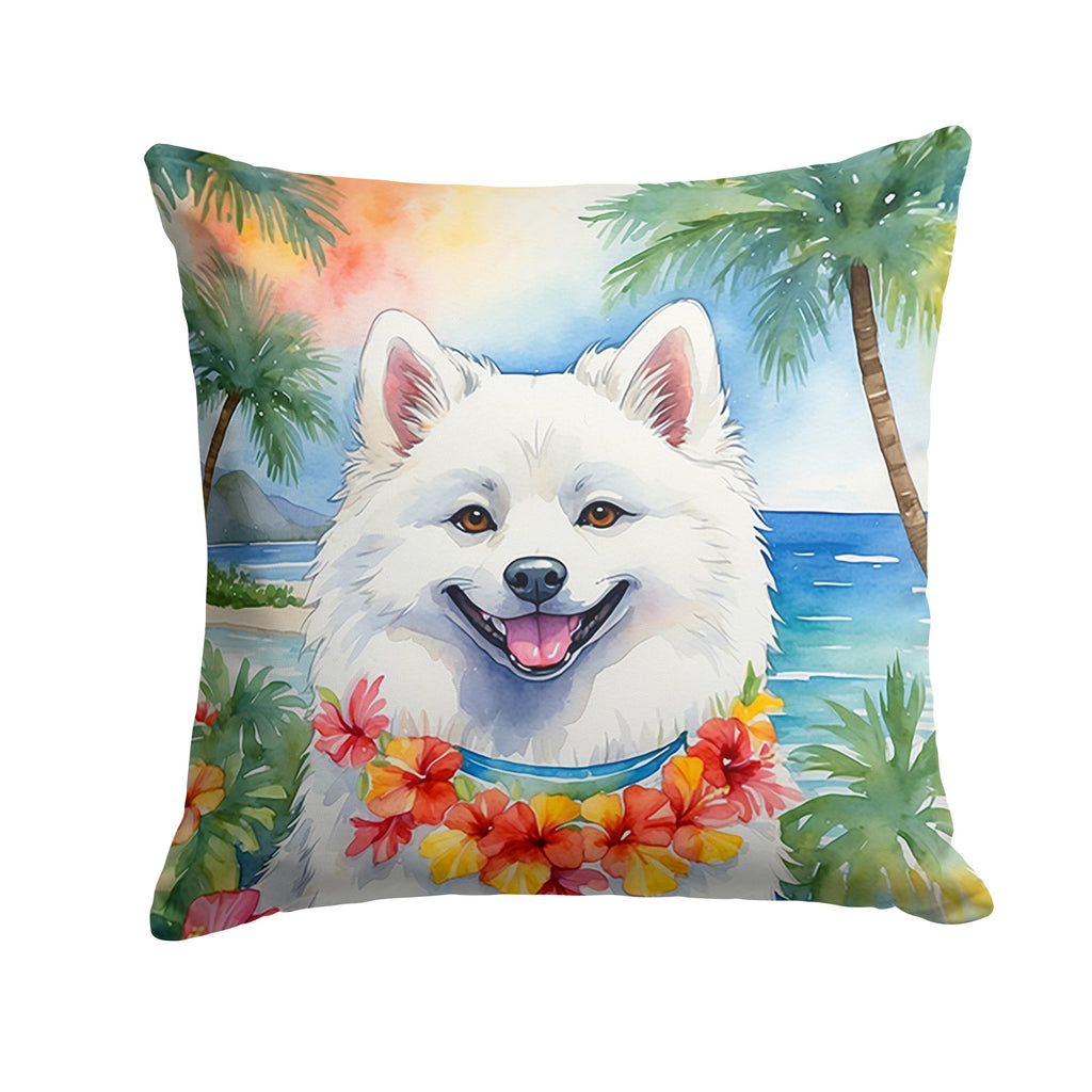 American Eskimo Luau Decorative Throw Pillow 18x18 Indoor Outdoor Accent Cushion, Fabric Cover with Insert for Sofa, Bed, Porch & Living Room