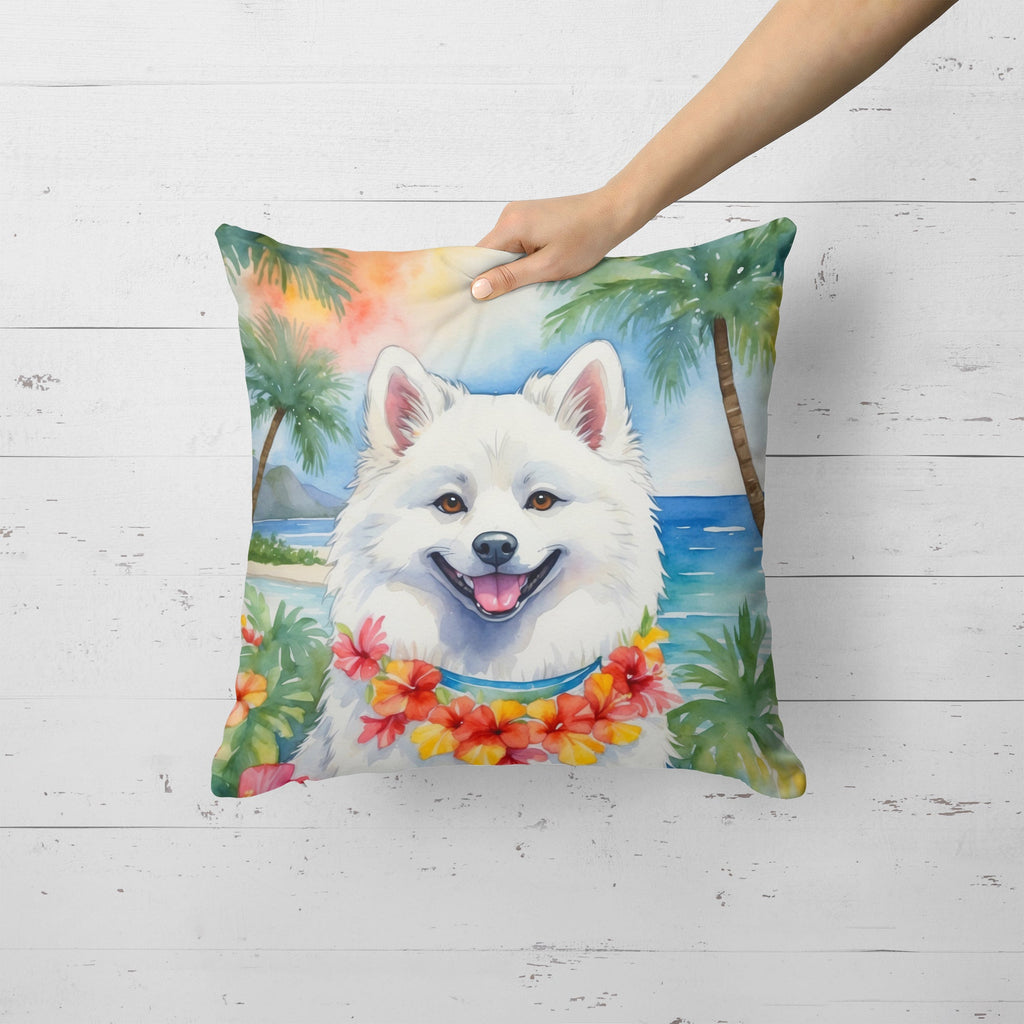 American Eskimo Luau Decorative Throw Pillow 18x18 Indoor Outdoor Accent Cushion, Fabric Cover with Insert for Sofa, Bed, Porch & Living Room