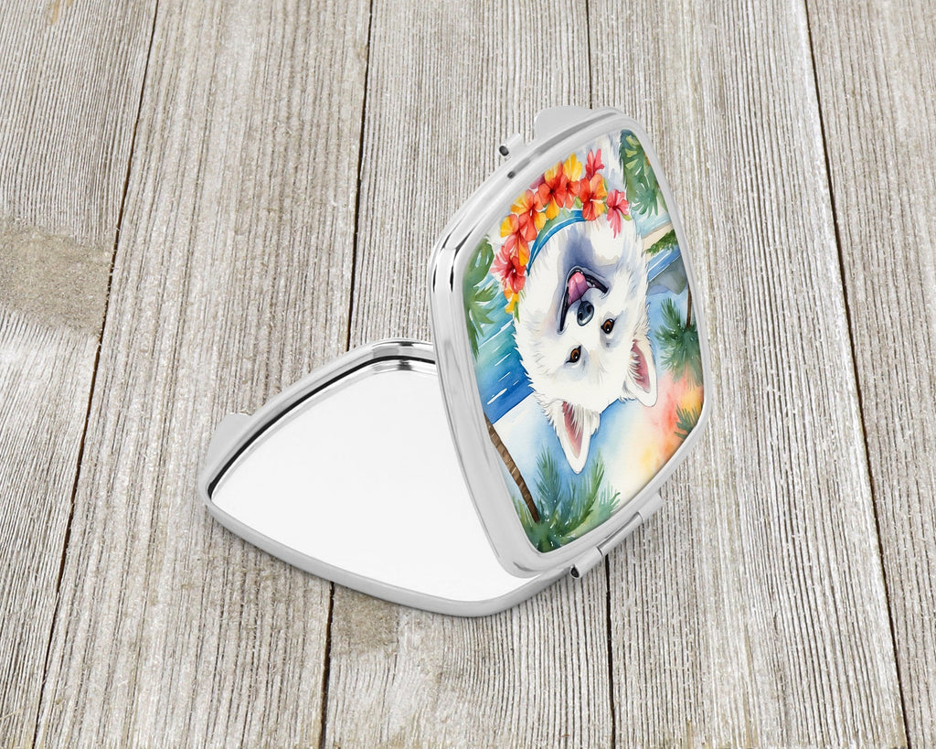 American Eskimo Luau Compact Mirror Decorative Travel Makeup Mirror for Women Girls Gifts Pocket Makeup Mirror Folding Handheld
