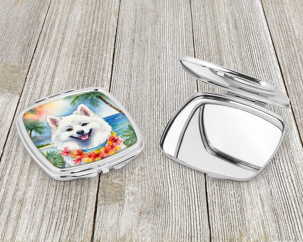 American Eskimo Luau Compact Mirror Decorative Travel Makeup Mirror for Women Girls Gifts Pocket Makeup Mirror Folding Handheld