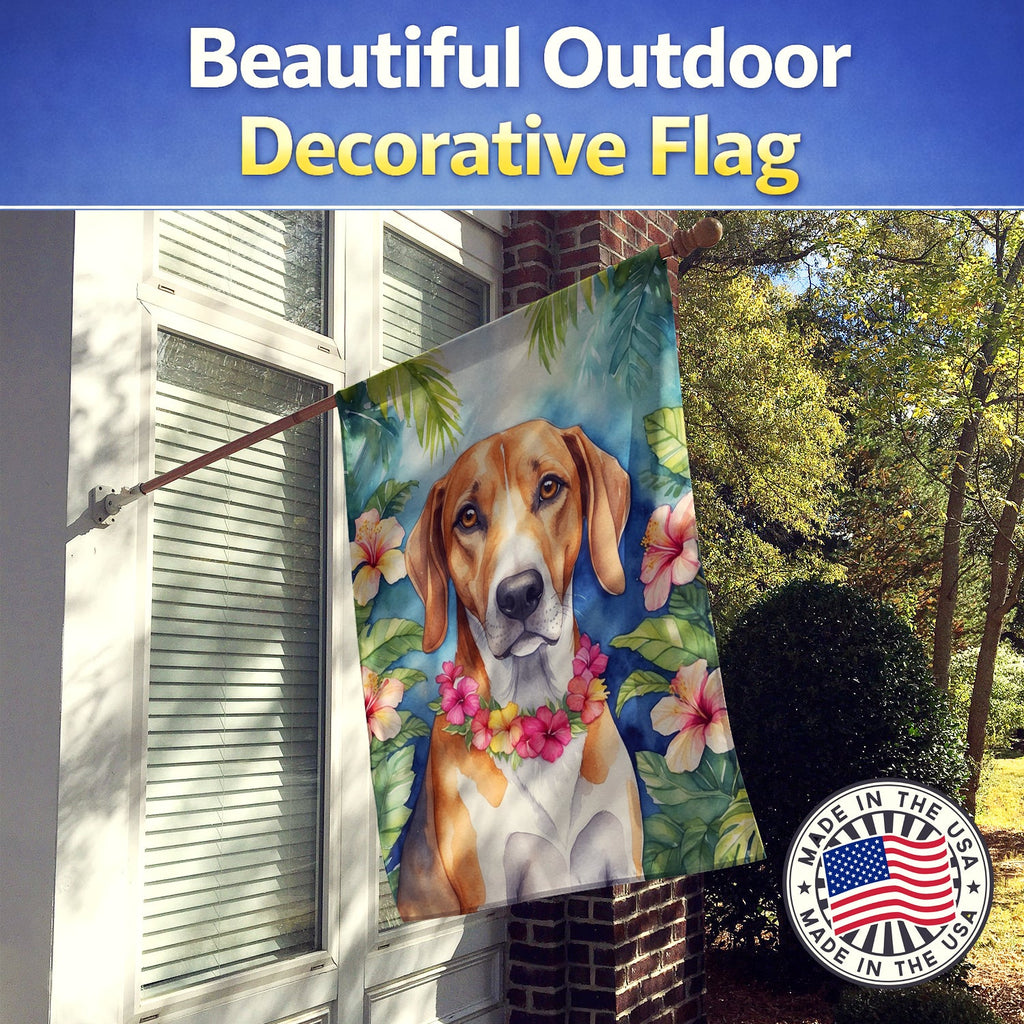 American Foxhound Luau House Flag 28x40 Porch Sleeve Pole Decorative Outside Yard Banner Artwork Wall Hanging, Polyester