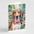 American Foxhound Luau Greeting Cards Pack of 8 Blank Cards with Envelopes Whimsical A7 Size 5x7