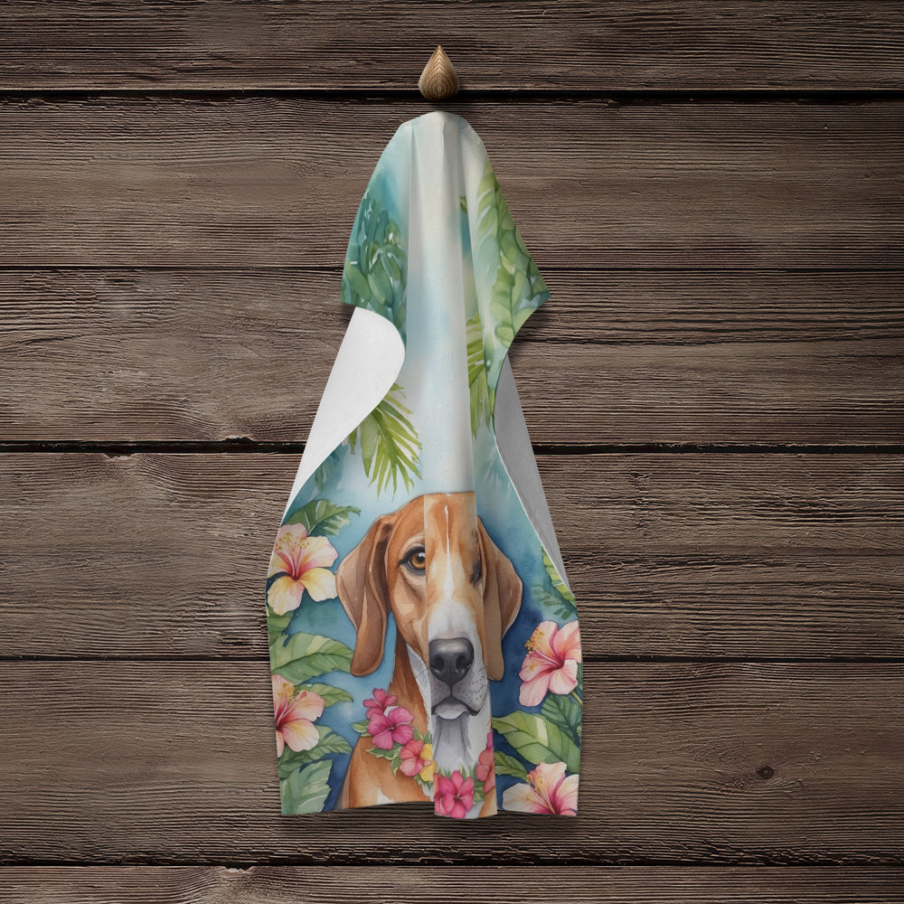 American Foxhound Luau Kitchen Towel Velour Plush Front and Cotton Loop Back Machine Washable
