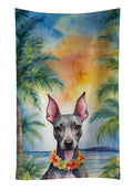 American Hairless Terrier Luau Kitchen Towel Velour Plush Front and Cotton Loop Back Machine Washable