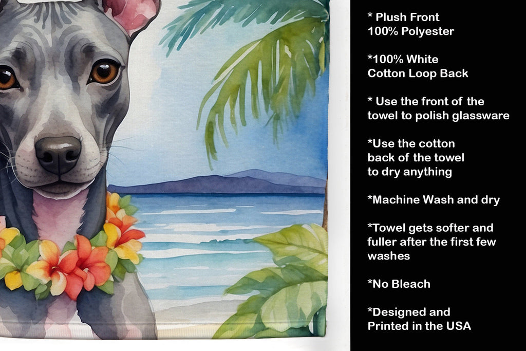 American Hairless Terrier Luau Kitchen Towel Velour Plush Front and Cotton Loop Back Machine Washable