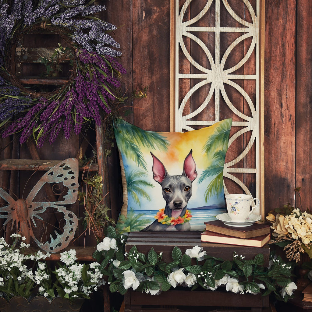 American Hairless Terrier Luau Decorative Throw Pillow 18x18 Indoor Outdoor Accent Cushion, Fabric Cover with Insert for Sofa, Bed, Porch & Living Room