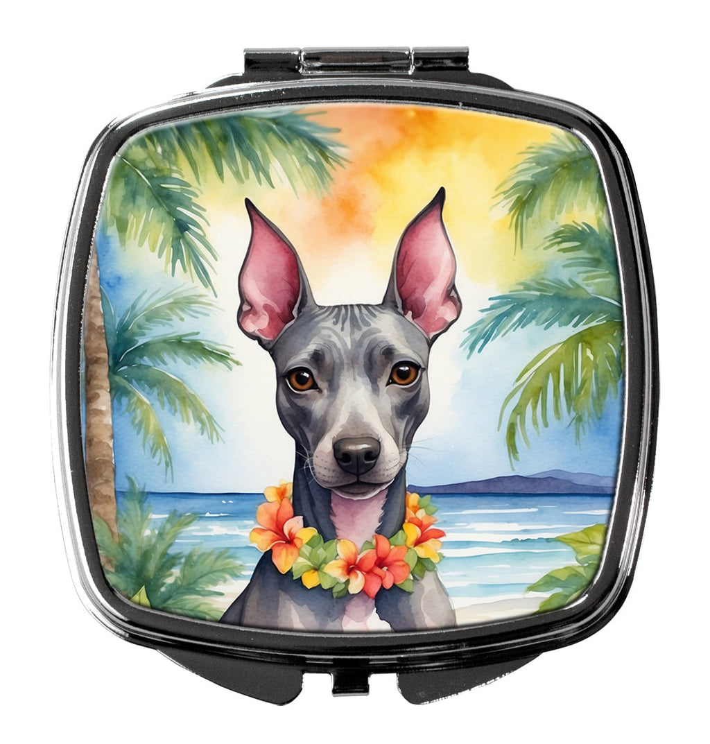 American Hairless Terrier Luau Compact Mirror Decorative Travel Makeup Mirror for Women Girls Gifts Pocket Makeup Mirror Folding Handheld