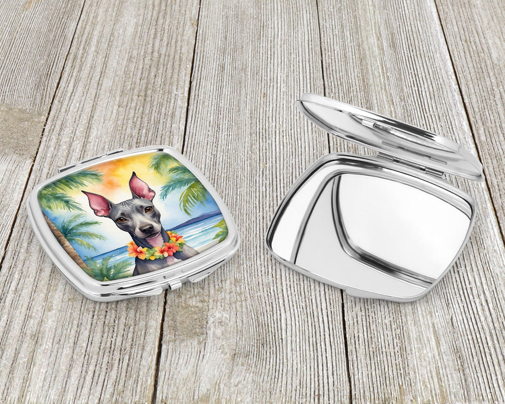 American Hairless Terrier Luau Compact Mirror Decorative Travel Makeup Mirror for Women Girls Gifts Pocket Makeup Mirror Folding Handheld