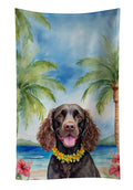 American Water Spaniel Luau Kitchen Towel Velour Plush Front and Cotton Loop Back Machine Washable