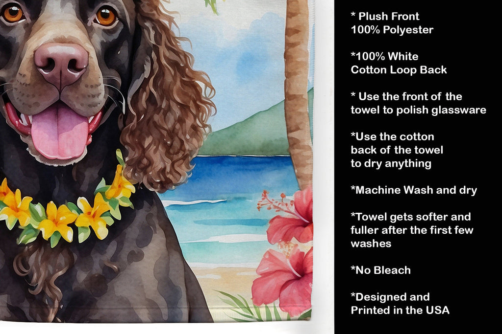 American Water Spaniel Luau Kitchen Towel Velour Plush Front and Cotton Loop Back Machine Washable