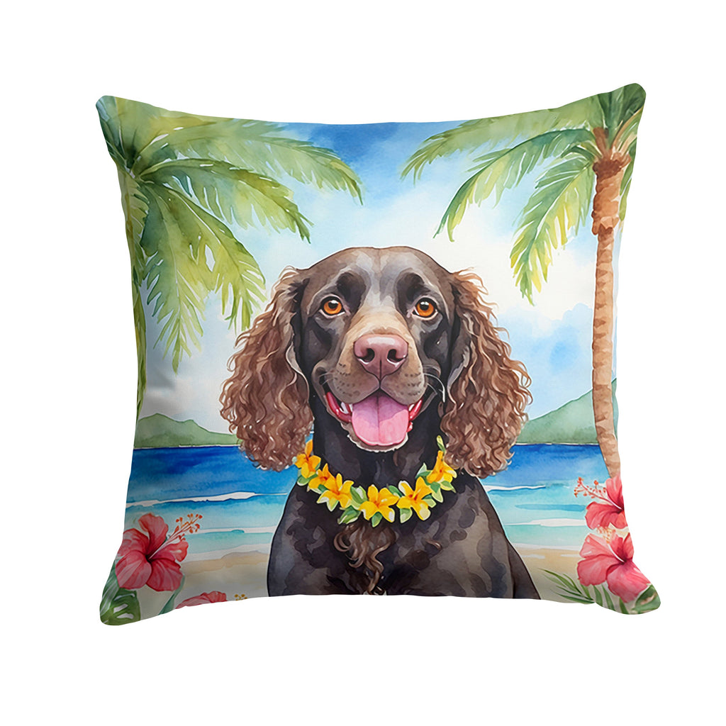 American Water Spaniel Luau Decorative Throw Pillow 14x14 Indoor Outdoor Accent Cushion, Fabric Cover with Insert for Sofa, Bed, Porch & Living Room