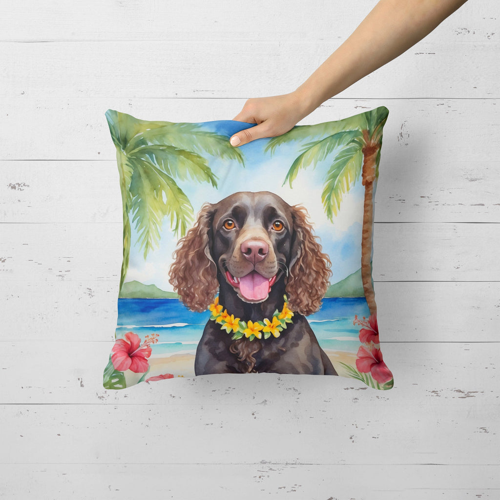 American Water Spaniel Luau Decorative Throw Pillow 18x18 Indoor Outdoor Accent Cushion, Fabric Cover with Insert for Sofa, Bed, Porch & Living Room