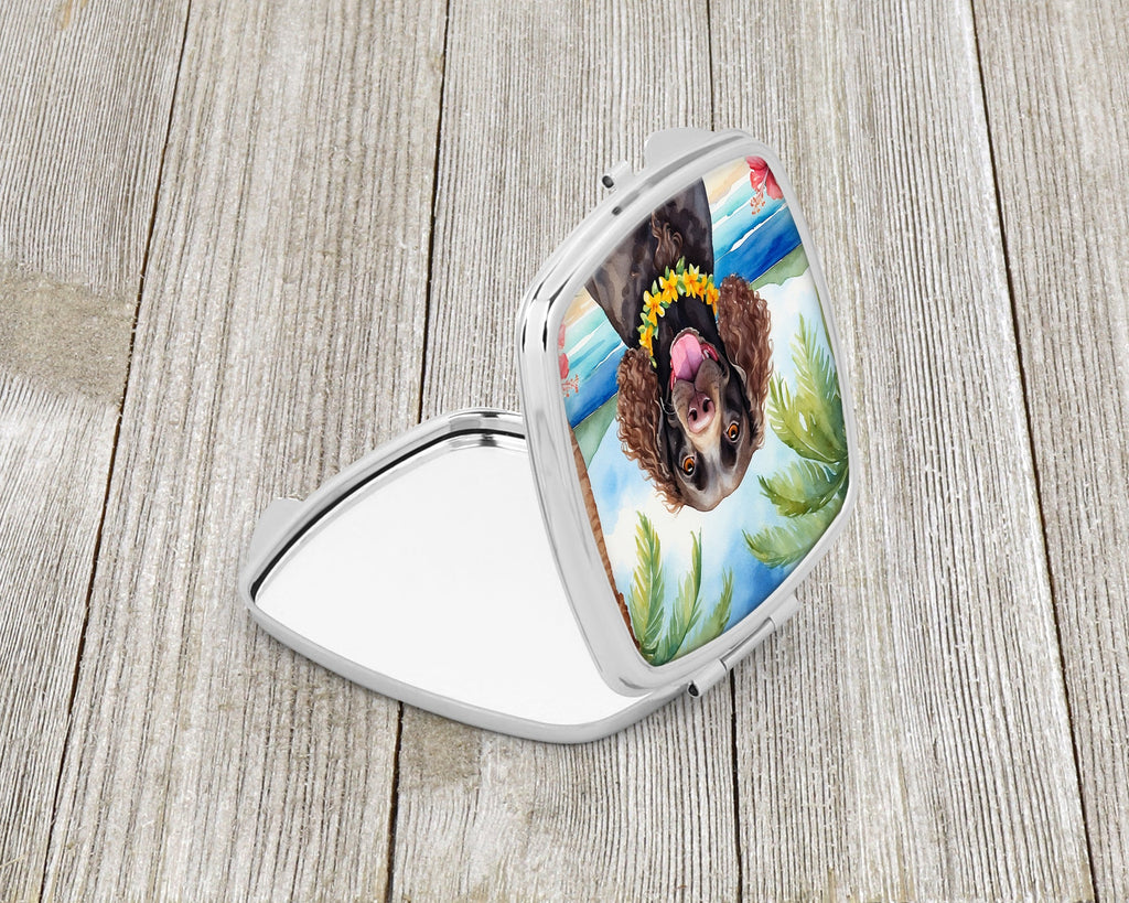 American Water Spaniel Luau Compact Mirror Decorative Travel Makeup Mirror for Women Girls Gifts Pocket Makeup Mirror Folding Handheld