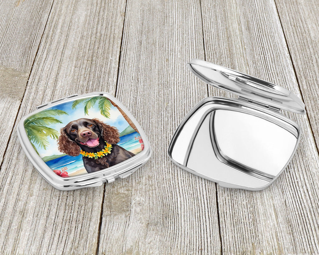 American Water Spaniel Luau Compact Mirror Decorative Travel Makeup Mirror for Women Girls Gifts Pocket Makeup Mirror Folding Handheld