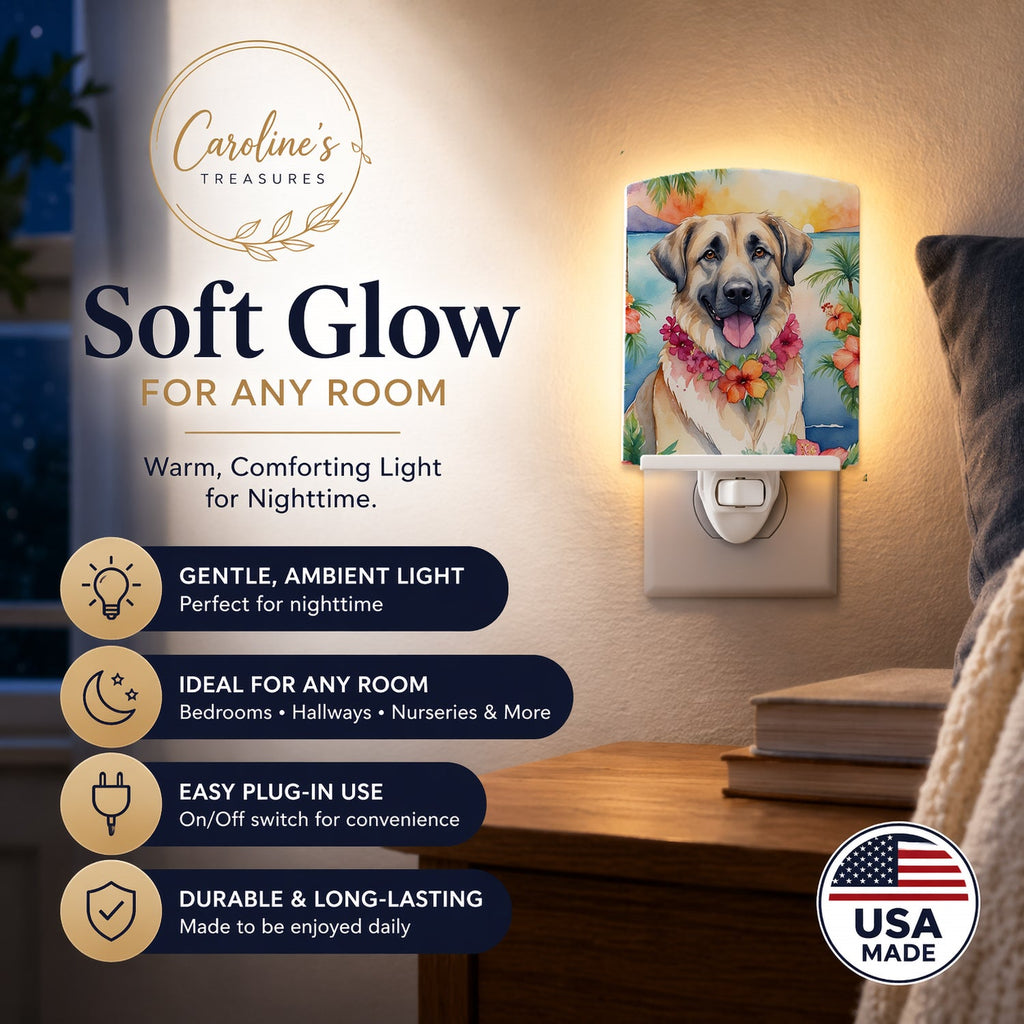 Anatolian Shepherd Luau Ceramic Night Light Compact, UL-Certified, Ideal for Bedroom, Bathroom, Nursery, Hallway, Kitchen, 6x4x3, Multicolor
