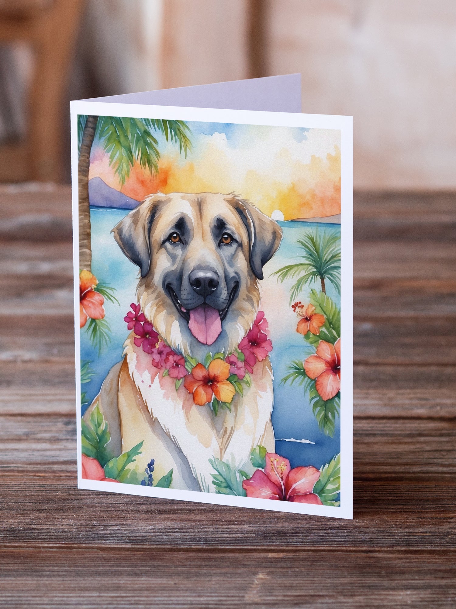 Anatolian Shepherd Luau Greeting Cards Pack of 8 Blank Cards with Envelopes Whimsical A7 Size 5x7