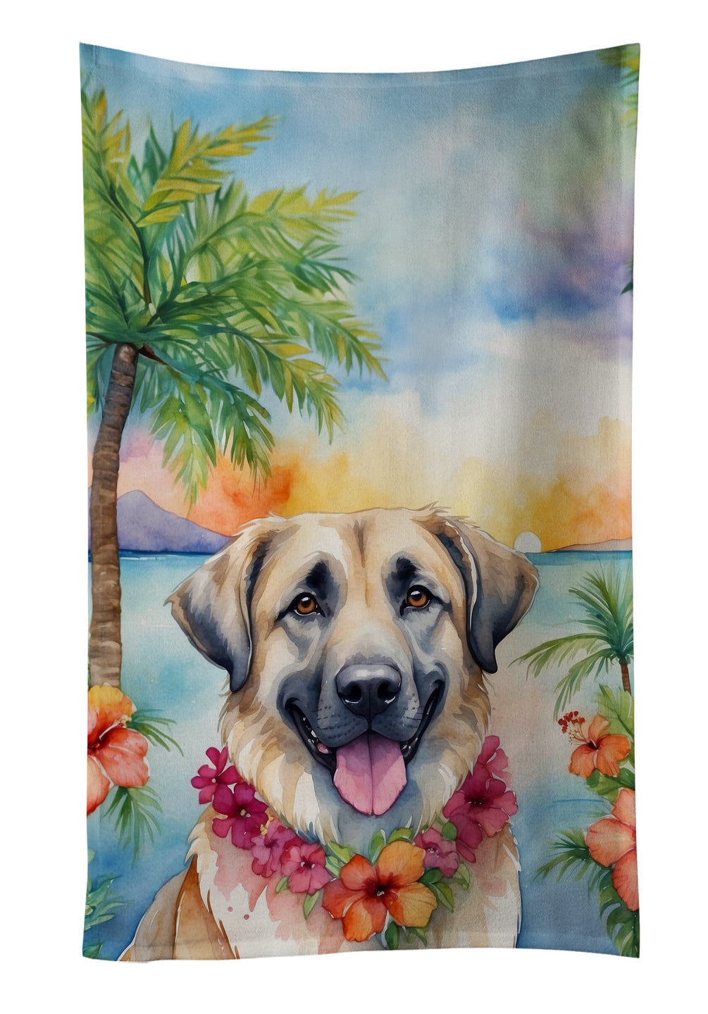 Anatolian Shepherd Luau Kitchen Towel Velour Plush Front and Cotton Loop Back Machine Washable