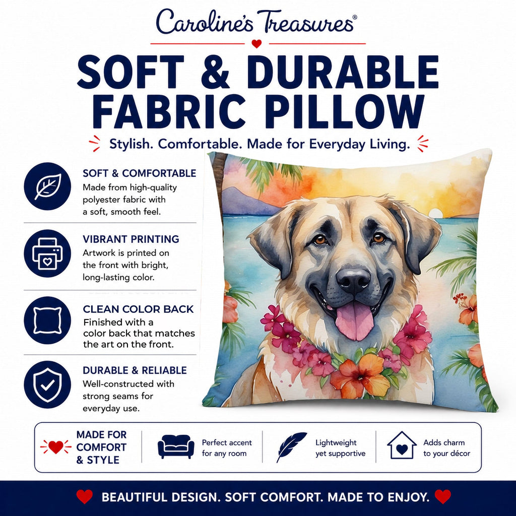 Anatolian Shepherd Luau Decorative Throw Pillow 14x14 Indoor Outdoor Accent Cushion, Fabric Cover with Insert for Sofa, Bed, Porch & Living Room