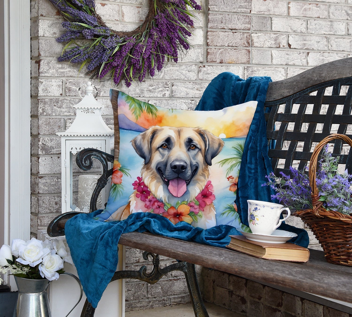 Anatolian Shepherd Luau Decorative Throw Pillow 18x18 Indoor Outdoor Accent Cushion, Fabric Cover with Insert for Sofa, Bed, Porch & Living Room