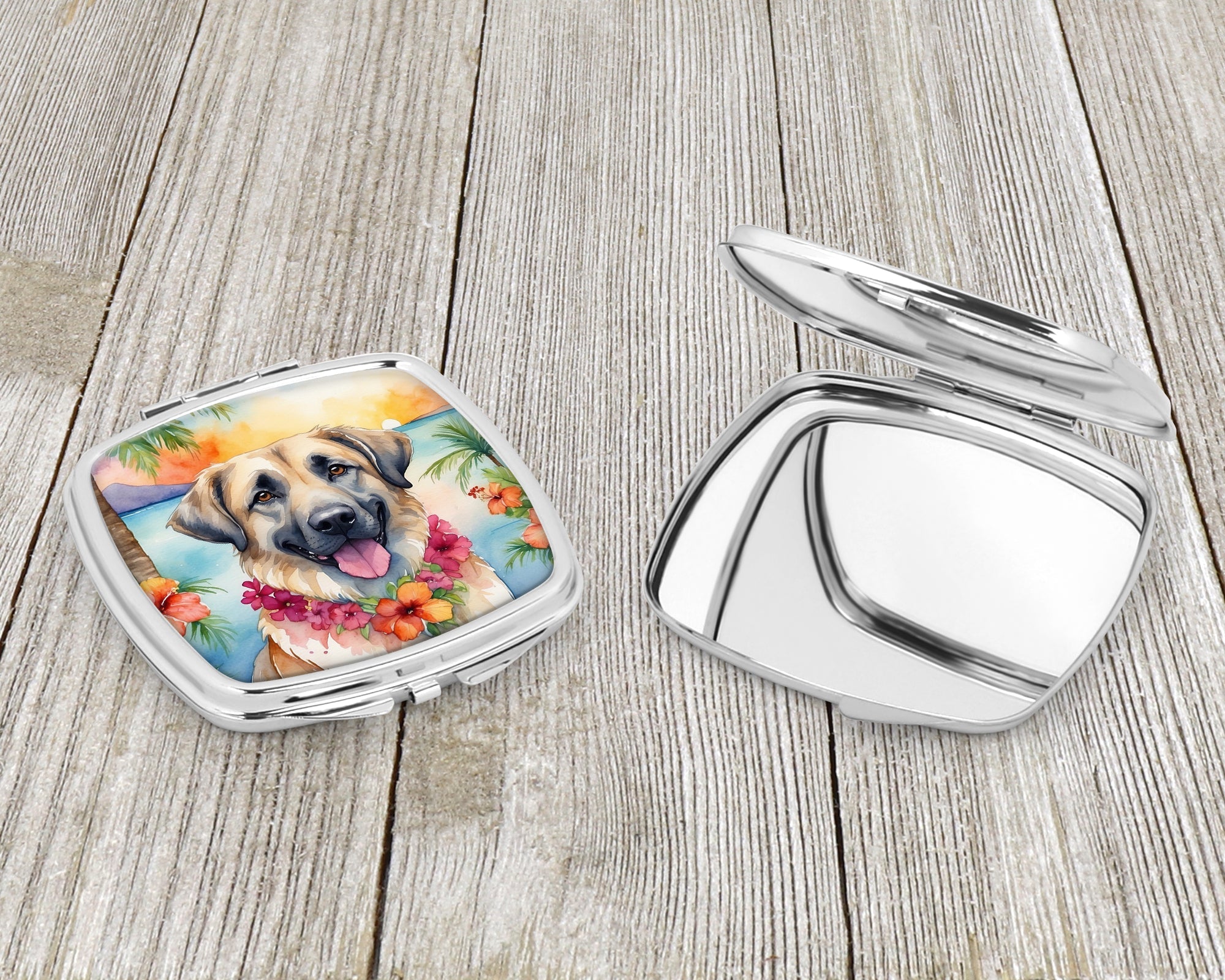 Anatolian Shepherd Luau Compact Mirror Decorative Travel Makeup Mirror for Women Girls Gifts Pocket Makeup Mirror Folding Handheld