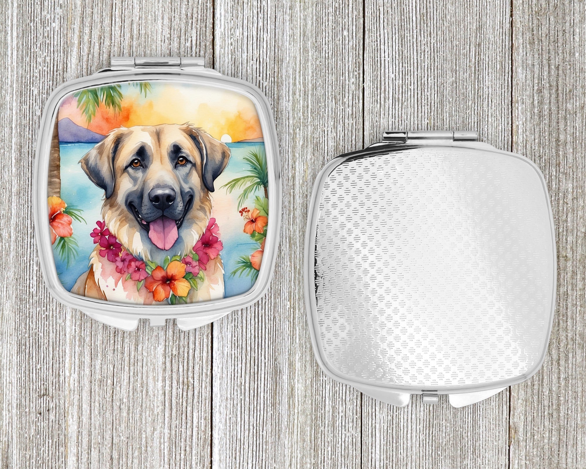 Anatolian Shepherd Luau Compact Mirror Decorative Travel Makeup Mirror for Women Girls Gifts Pocket Makeup Mirror Folding Handheld