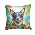 Australian Cattle Dog Luau Decorative Throw Pillow 14x14 Indoor Outdoor Accent Cushion, Fabric Cover with Insert for Sofa, Bed, Porch & Living Room