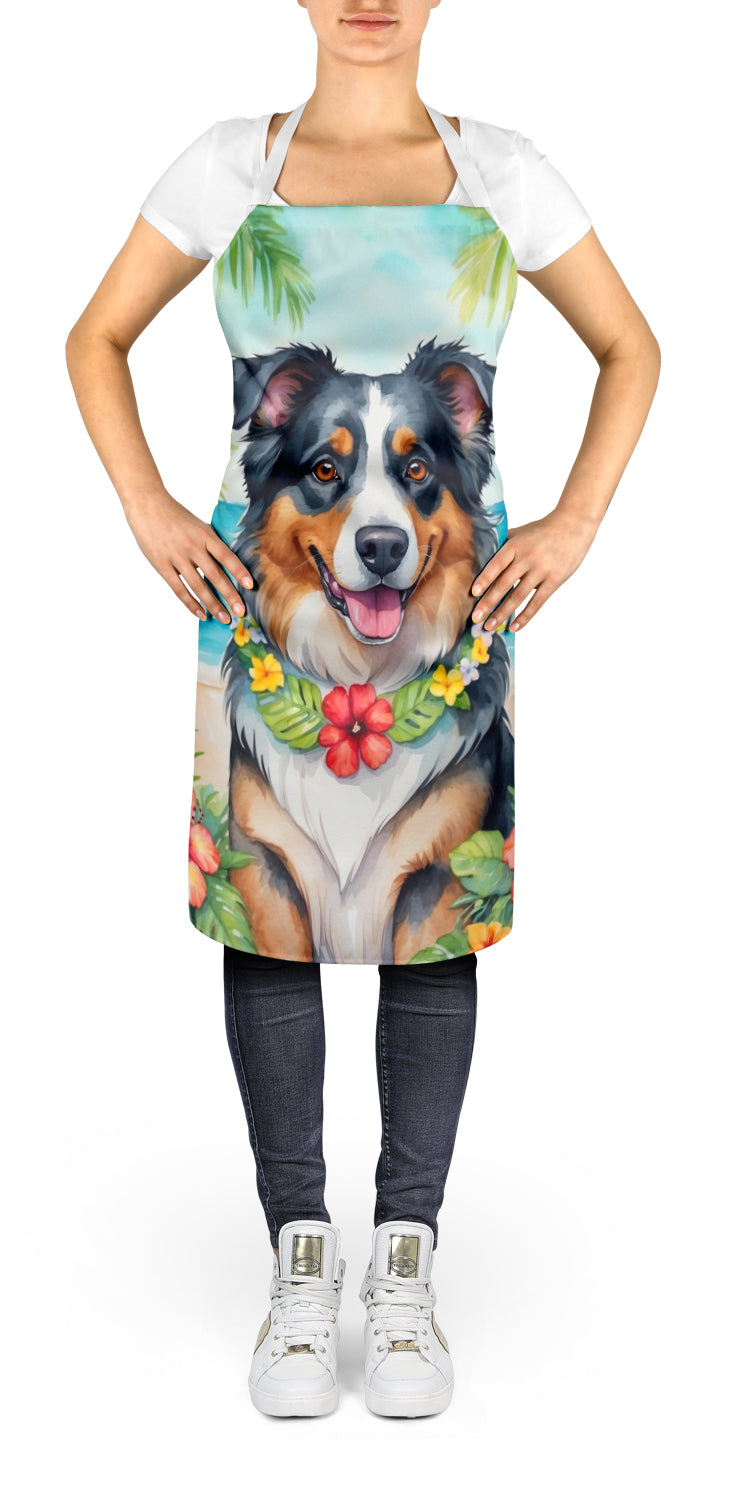 Australian Shepherd Luau Apron Cooking Kitchen Server Baking Crafts Gardening for Adult Women Men, Unisex, Large, Multicolor