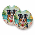 Australian Shepherd Luau Set of 2 Cup Holder Car Coasters Absorbent Round Sandstone Coasters Gifts for Men or Women, 2.5, Multicolor