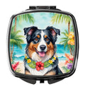 Australian Shepherd Luau Compact Mirror Decorative Travel Makeup Mirror for Women Girls Gifts Pocket Makeup Mirror Folding Handheld