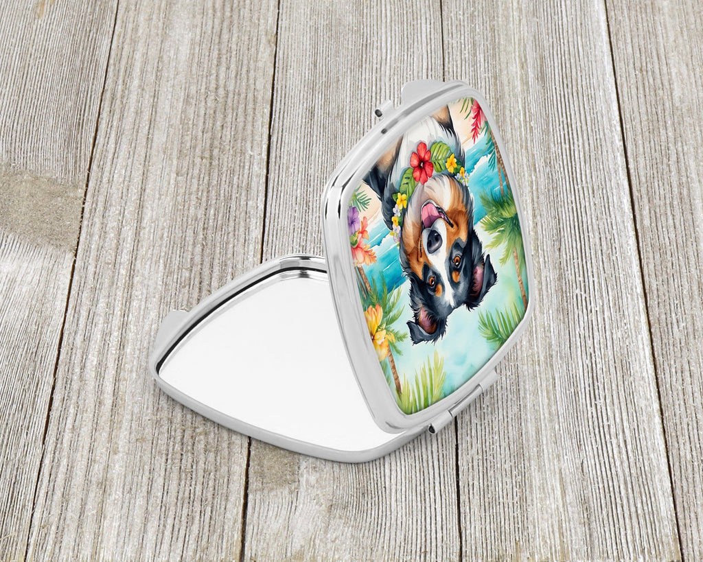 Australian Shepherd Luau Compact Mirror Decorative Travel Makeup Mirror for Women Girls Gifts Pocket Makeup Mirror Folding Handheld