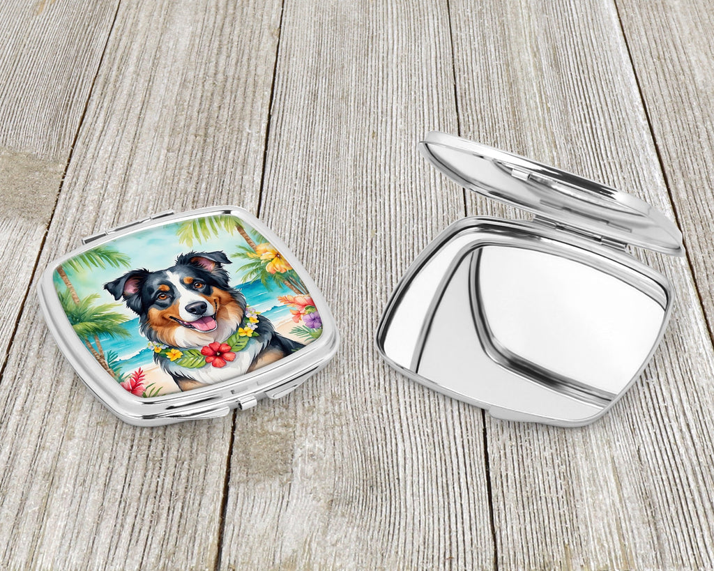Australian Shepherd Luau Compact Mirror Decorative Travel Makeup Mirror for Women Girls Gifts Pocket Makeup Mirror Folding Handheld