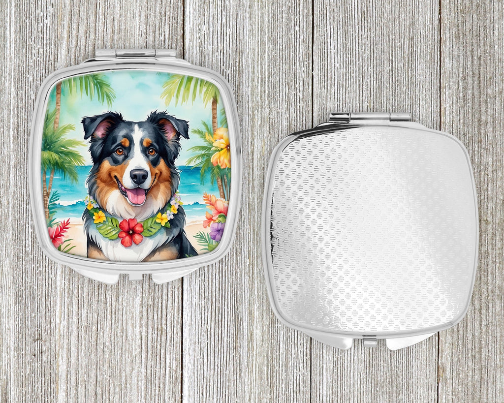 Australian Shepherd Luau Compact Mirror Decorative Travel Makeup Mirror for Women Girls Gifts Pocket Makeup Mirror Folding Handheld