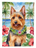 Australian Terrier Luau House Flag 28x40 Porch Sleeve Pole Decorative Outside Yard Banner Artwork Wall Hanging, Polyester