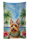 Australian Terrier Luau Kitchen Towel Velour Plush Front and Cotton Loop Back Machine Washable