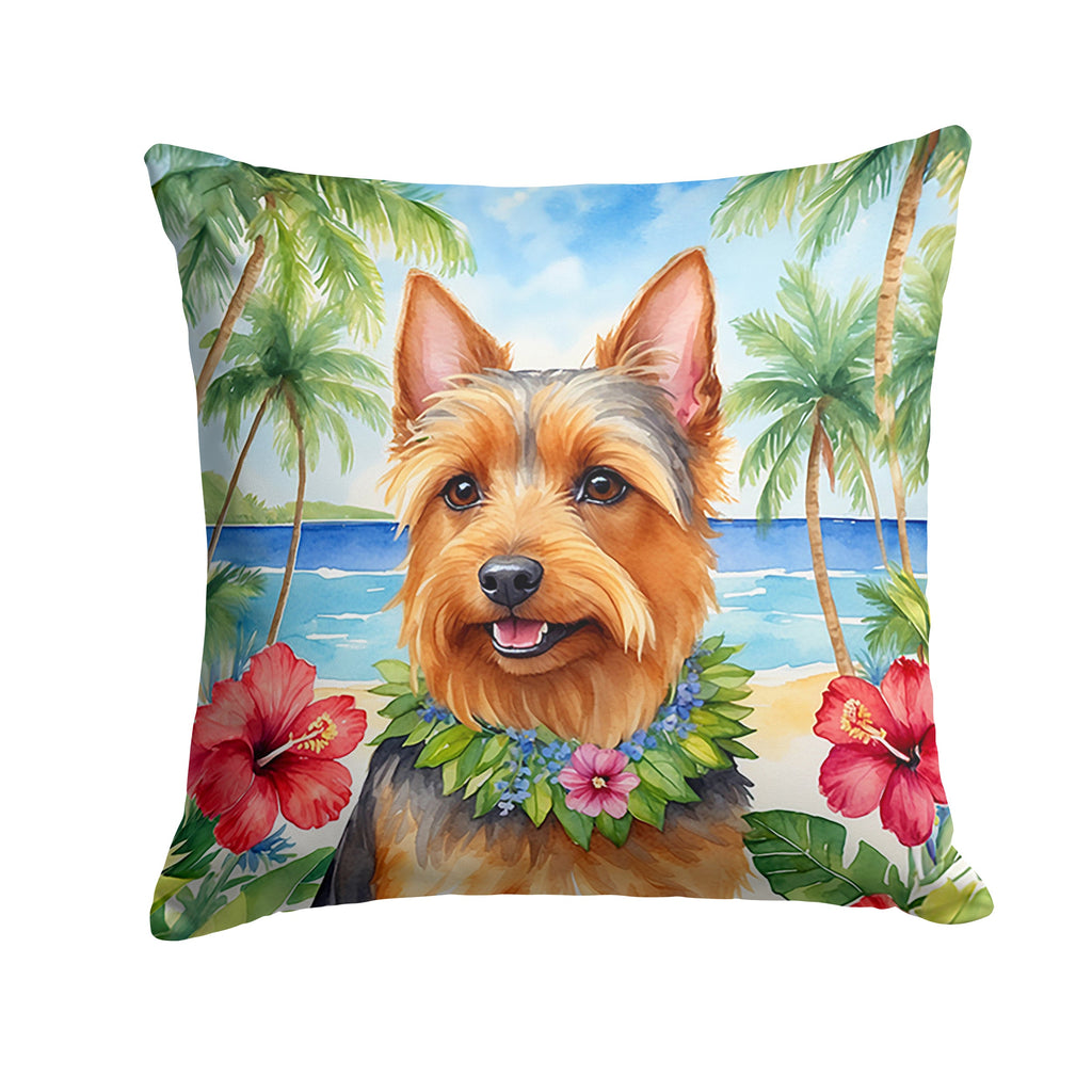 Australian Terrier Luau Decorative Throw Pillow 18x18 Indoor Outdoor Accent Cushion, Fabric Cover with Insert for Sofa, Bed, Porch & Living Room