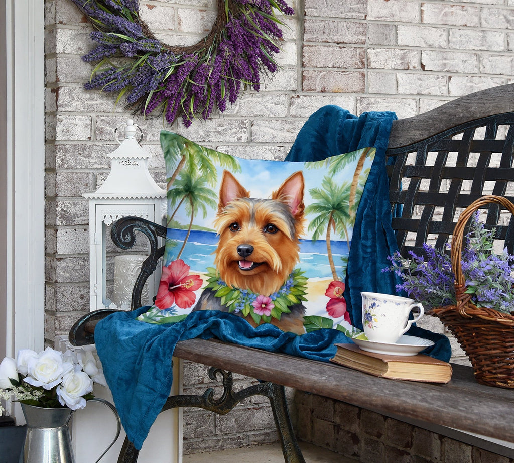 Australian Terrier Luau Decorative Throw Pillow 18x18 Indoor Outdoor Accent Cushion, Fabric Cover with Insert for Sofa, Bed, Porch & Living Room