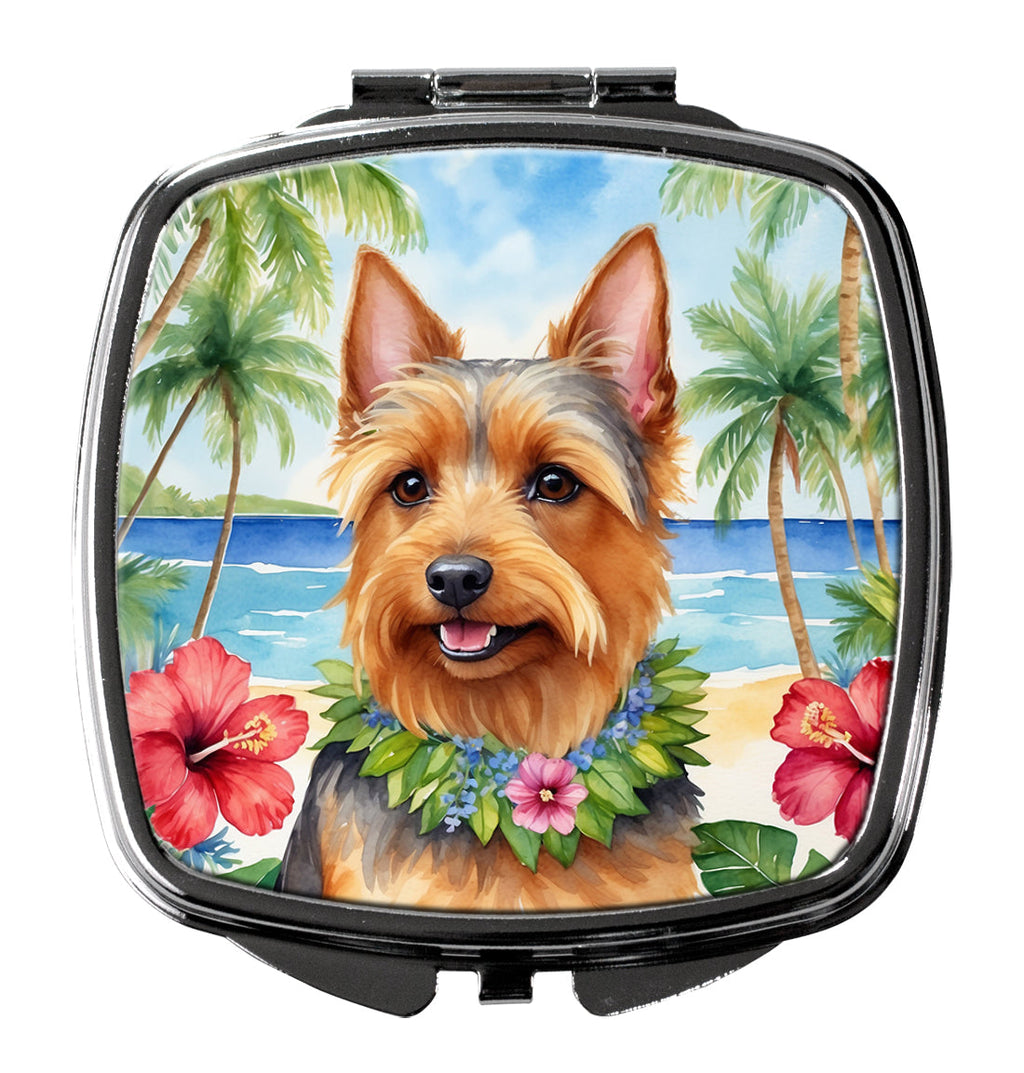 Australian Terrier Luau Compact Mirror Decorative Travel Makeup Mirror for Women Girls Gifts Pocket Makeup Mirror Folding Handheld