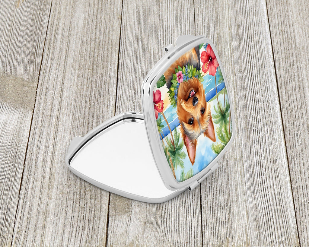 Australian Terrier Luau Compact Mirror Decorative Travel Makeup Mirror for Women Girls Gifts Pocket Makeup Mirror Folding Handheld