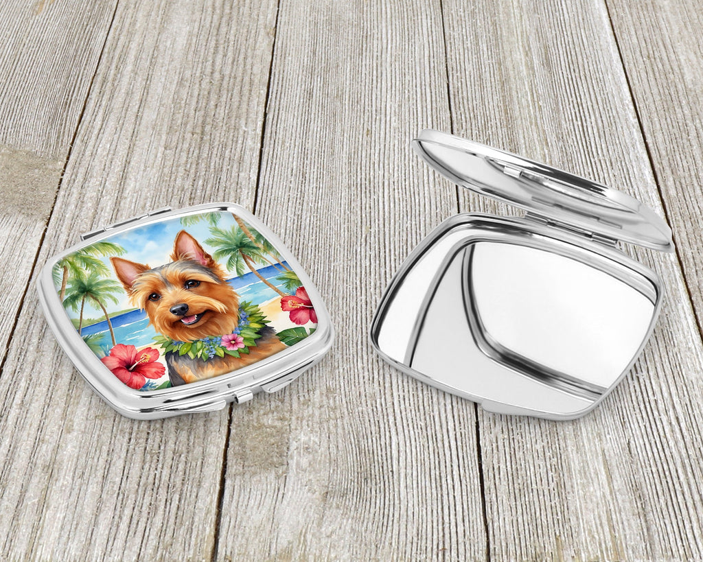 Australian Terrier Luau Compact Mirror Decorative Travel Makeup Mirror for Women Girls Gifts Pocket Makeup Mirror Folding Handheld