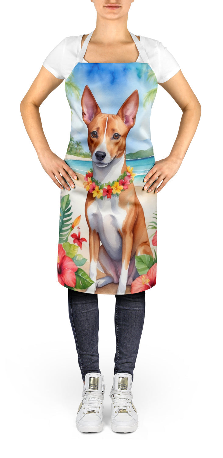 Basenji Luau Apron Cooking Kitchen Server Baking Crafts Gardening for Adult Women Men, Unisex, Large, Multicolor