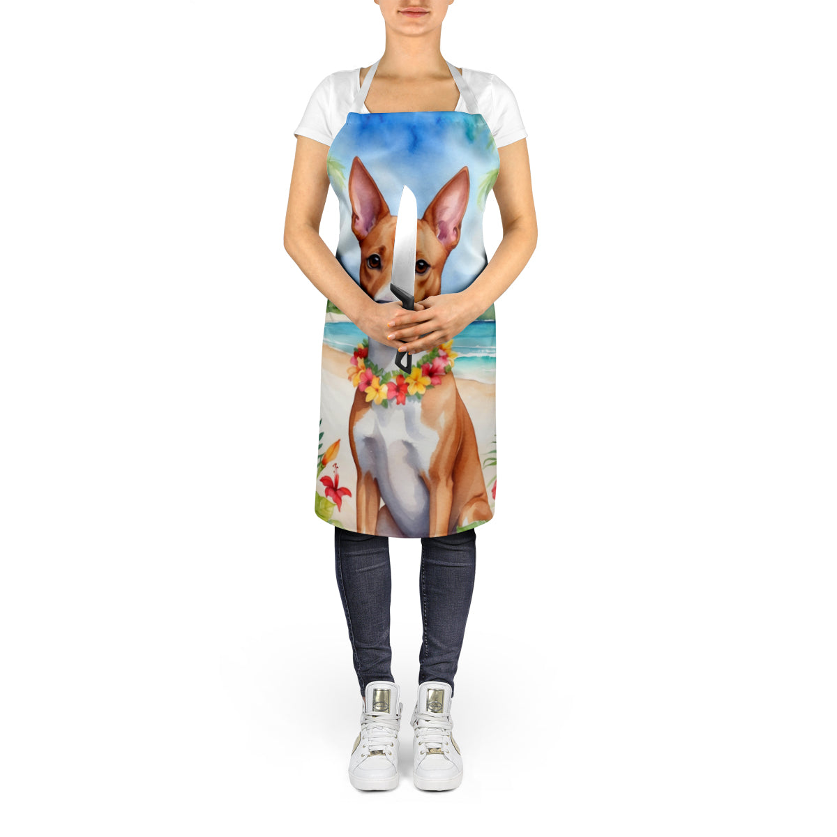 Basenji Luau Apron Cooking Kitchen Server Baking Crafts Gardening for Adult Women Men, Unisex, Large, Multicolor