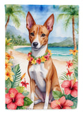 Basenji Luau House Flag 28x40 Porch Sleeve Pole Decorative Outside Yard Banner Artwork Wall Hanging, Polyester