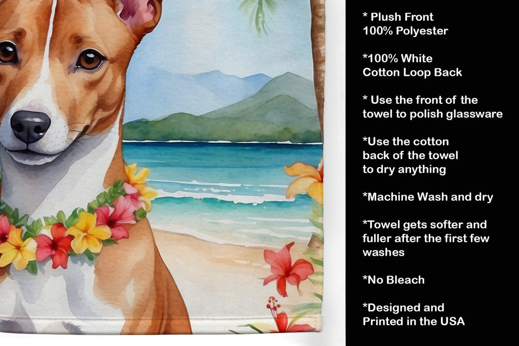 Basenji Luau Kitchen Towel Velour Plush Front and Cotton Loop Back Machine Washable