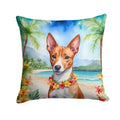 Basenji Luau Decorative Throw Pillow 14x14 Indoor Outdoor Accent Cushion, Fabric Cover with Insert for Sofa, Bed, Porch & Living Room