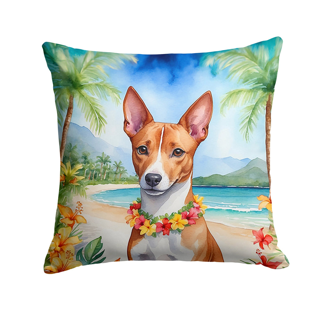 Basenji Luau Decorative Throw Pillow 18x18 Indoor Outdoor Accent Cushion, Fabric Cover with Insert for Sofa, Bed, Porch & Living Room