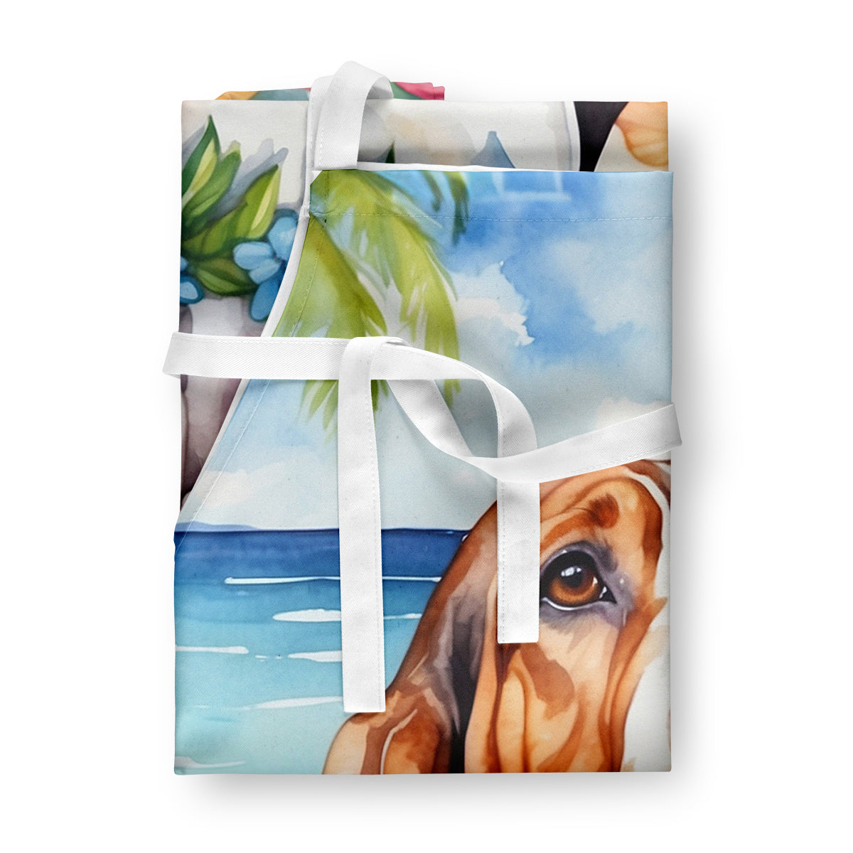 Basset Hound Luau Apron Cooking Kitchen Server Baking Crafts Gardening for Adult Women Men, Unisex, Large, Multicolor