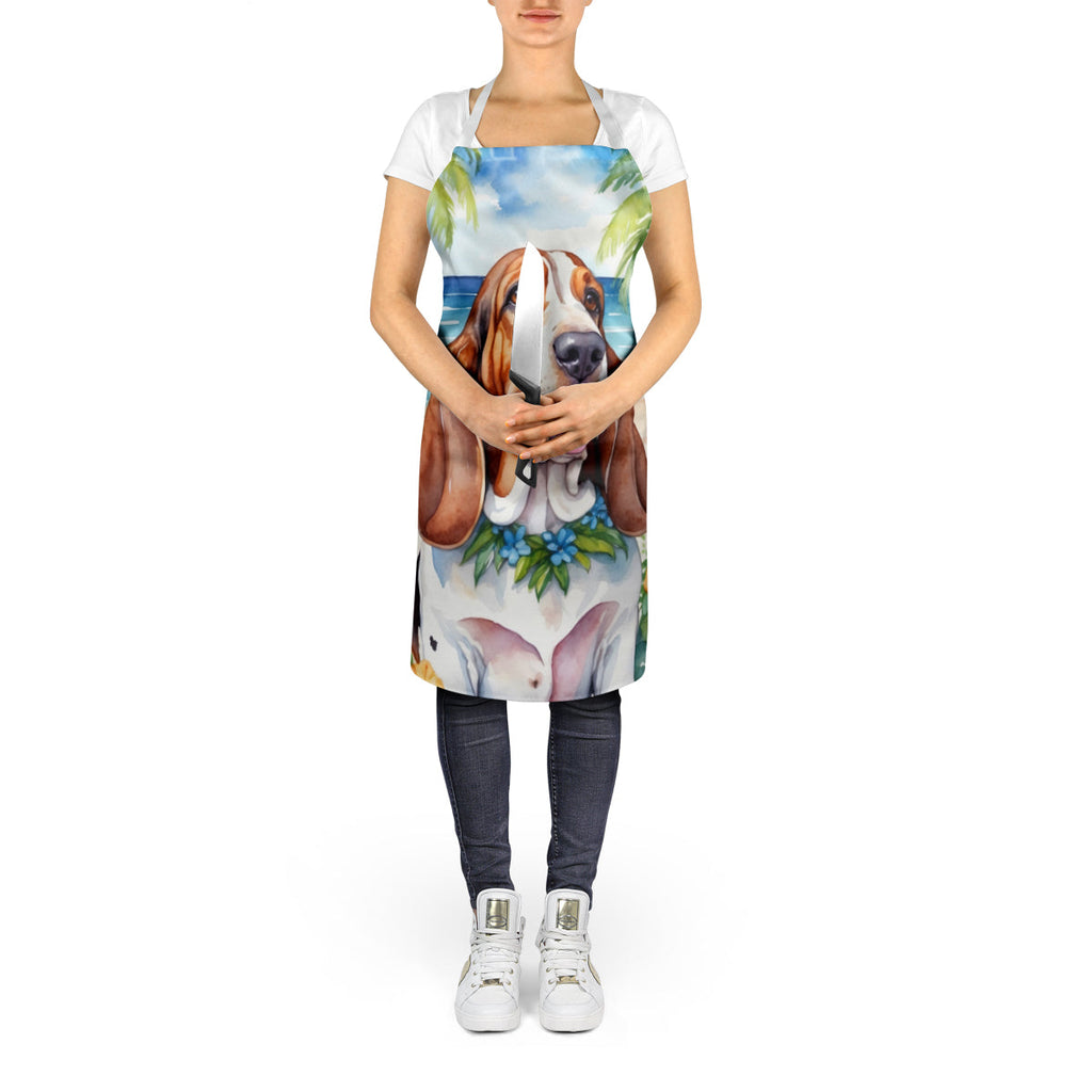 Basset Hound Luau Apron Cooking Kitchen Server Baking Crafts Gardening for Adult Women Men, Unisex, Large, Multicolor