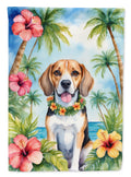 Beagle Luau House Flag 28x40 Porch Sleeve Pole Decorative Outside Yard Banner Artwork Wall Hanging, Polyester